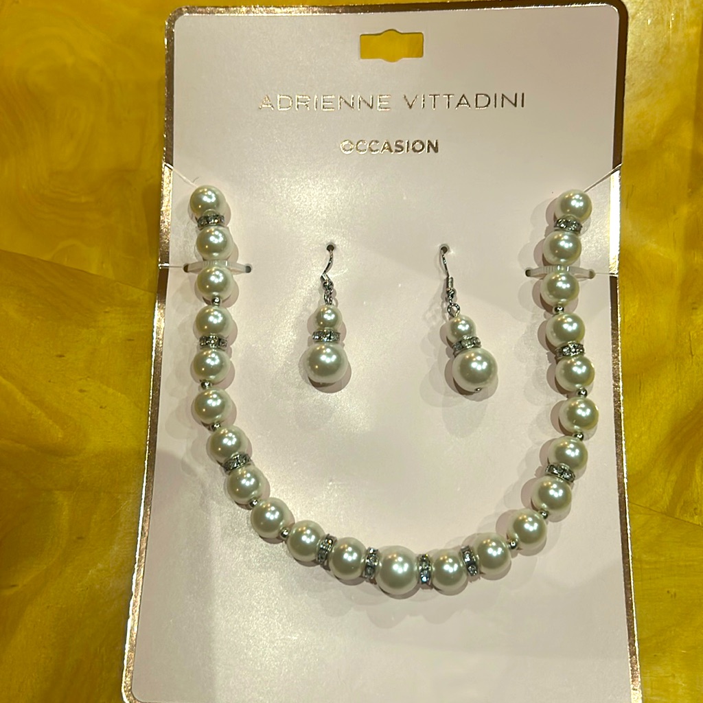 Adrienne Vittadini Pearl Necklace & Earrings